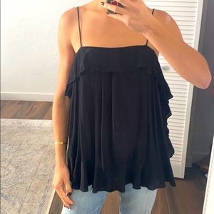 Black tank with ruffle details